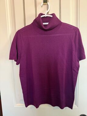 NWOT Hampton Studio Women’s Short-Sleeve Turtleneck Sweater in Purple. Very Nice